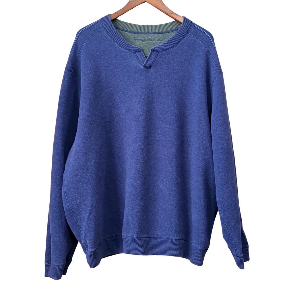 Tommy Bahama Mens Reversible Pullover‎ Sweatshirt Blue Green Comfort Fit XL